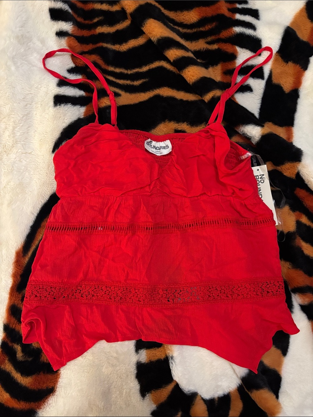 No Boundaries Red Lace-Trim Camisole
